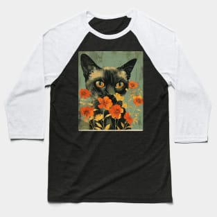 Tonkinese Cat Flowers Photo Art Funny Cat Lover Gift Idea Baseball T-Shirt